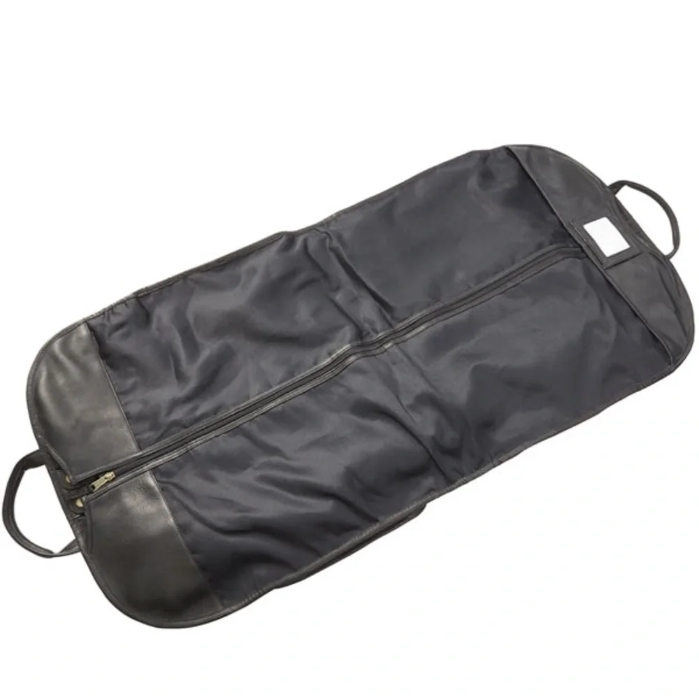 Clava Slim‎ Leather Black Garment Bag - Men's Travel Carry Case